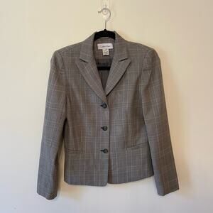 Calvin Klein 4 button up blazer Corpcore gray brown neutral work tweed wool